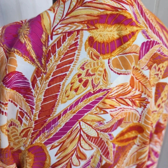 NWT Hippie Rose Fushia Orange Leaves Duster Cardigan Womens Open Front XS - Picture 9 of 14